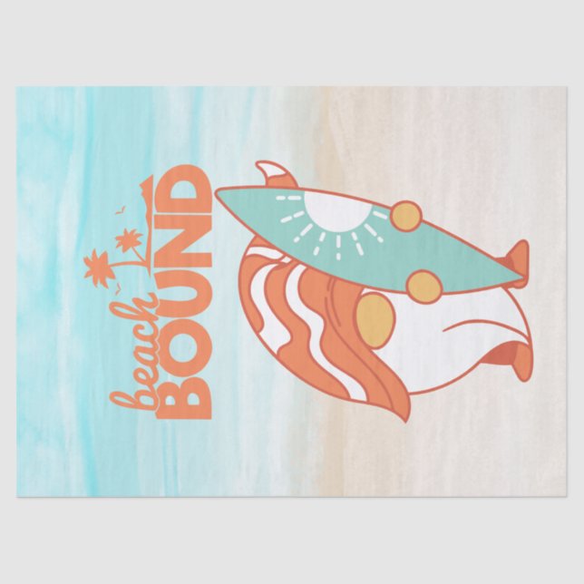 Papel De Seda Decoupage do Gnome Bound Beach (Frente )