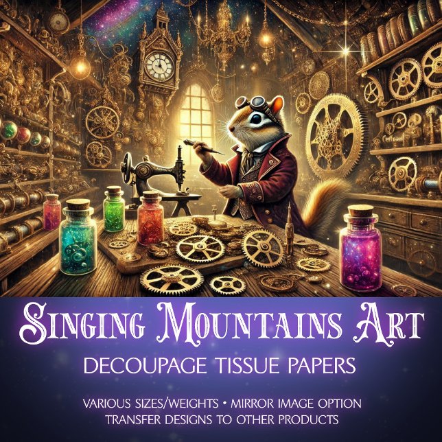 Papel De Seda Decoupage do Inventor do Chipmunk Steampunk Wonder (Criador carregado)