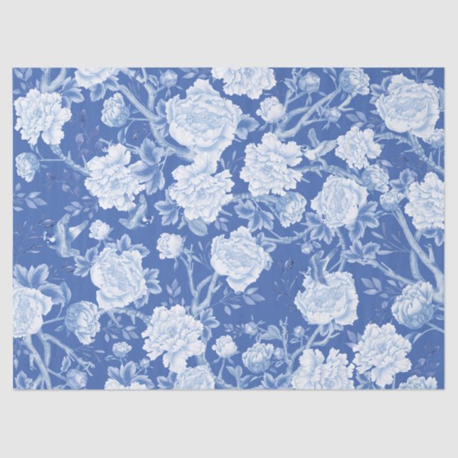 Papel De Seda Decoupage do Jardim Floral de Porcelana Azul (Frente )