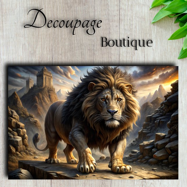 Papel De Seda Decoupage do Leão Fantasy Majamplia (Majestic Fantasy Lion Decoupage Tissue Paper)