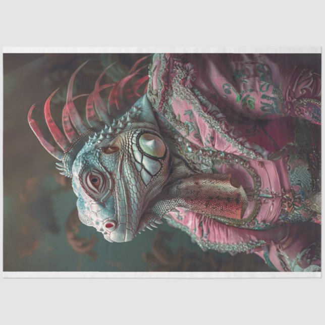 Papel De Seda Decoupage do Mobiliário de Teto Rosa Iguana (Frente )