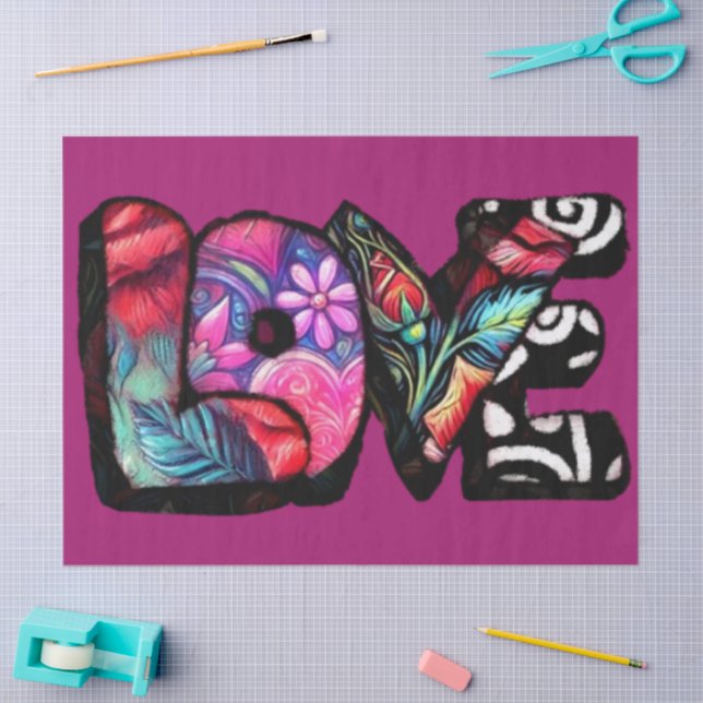 Papel De Seda Decoupage do Namorados de Grafite de Palavras de a (Arte )