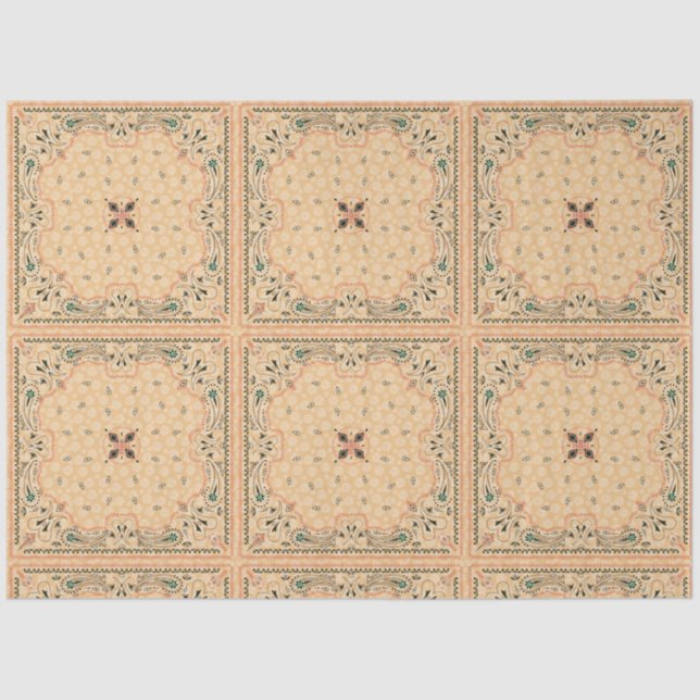 Papel De Seda Decoupage do Padrão Bandana Dourado de Paisley Oci (Frente )