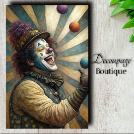 Papel De Seda Decoupage do Palhaço de Circo Jubitante