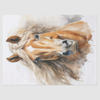 Papel De Seda Decoupage do Palomino Horse Watercolor