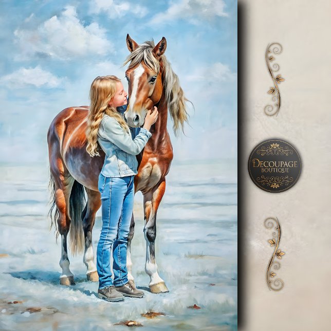 Papel De Seda Decoupage do Prado do Cavalo Dourado (Golden Horse Meadow Decoupage Tissue Paper)