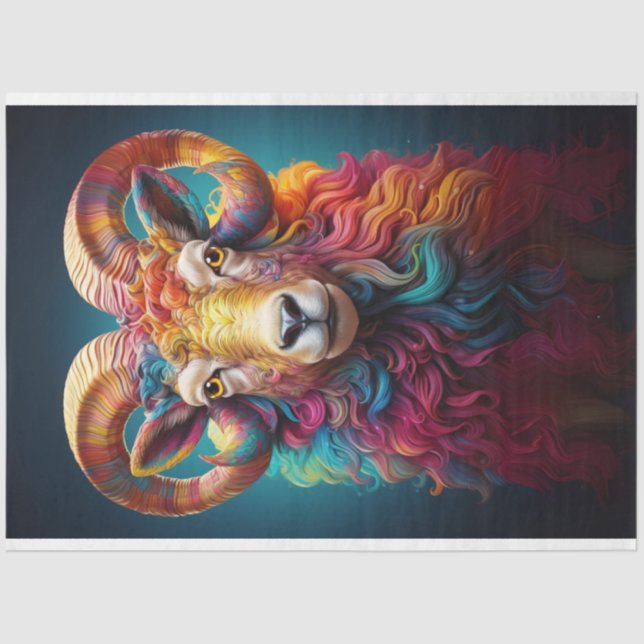 Papel De Seda Decoupage do Rainbow Boho Ram (Frente )