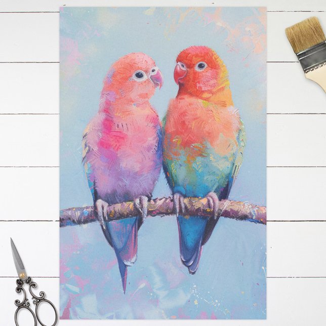 Papel De Seda Decoupage do Rainbow Love Birds (Criador carregado)