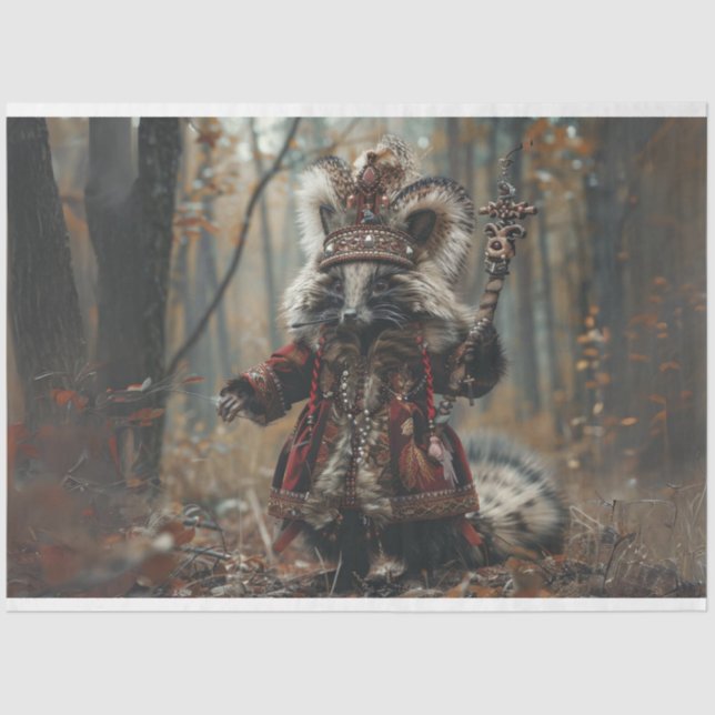 Papel De Seda Decoupage do Rei Raccoon (Frente )