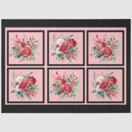 Papel De Seda Decoupage do Rosa vermelha em Lado