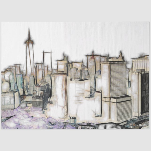 Papel De Seda Decoupage do Skyline Nova Iorque (Frente )