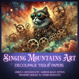 Papel De Seda Decoupage do Sonho Gótico-Cósmico de Gato-Vapor