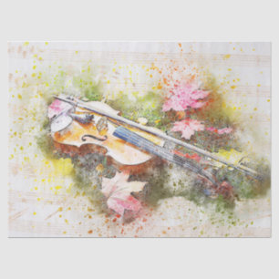 Papel De Seda Decoupage do Violin Watercolor