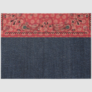 Papel De Seda Decoupage do Western Paisley Red Bandana Impressã