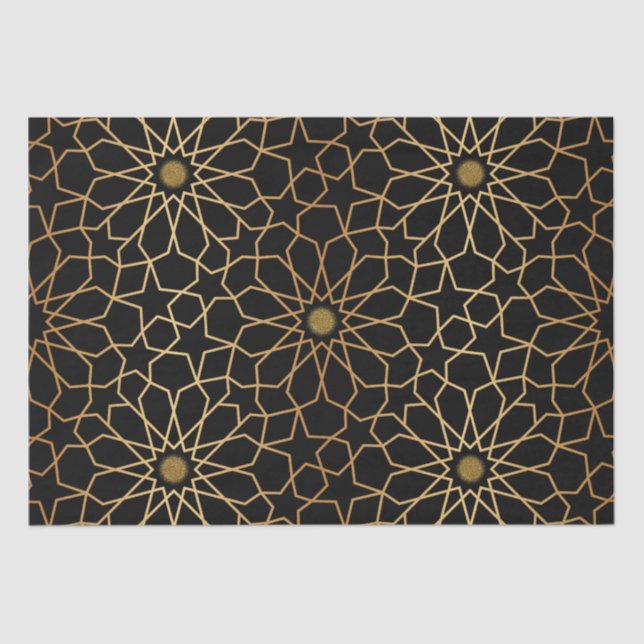 Papel De Seda Decoupage Dourada do Mediterrâneo Negro Moderno do (Frente )