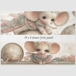 Papel De Seda Decoupage Drawer Panel Whimsical Circus Story Book