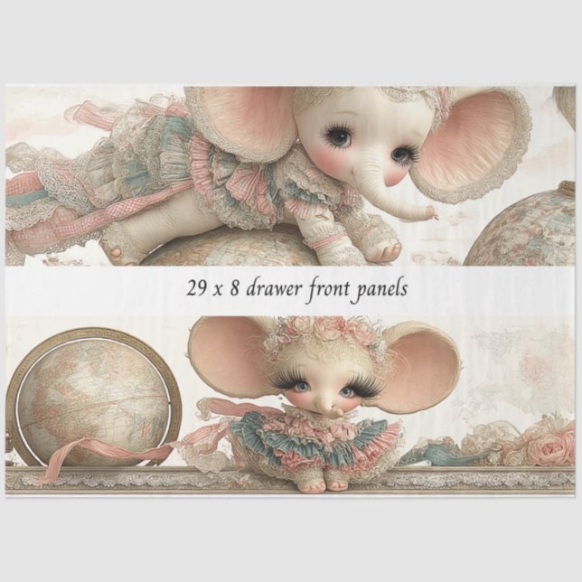 Papel De Seda Decoupage Drawer Panel Whimsical Circus Story Book (Frente )