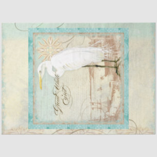 Papel De Seda Decoupage Egret Vintage Ephemera de Aquarelas de P