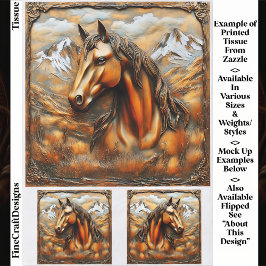 Papel De Seda Decoupage EK7L do Cavalo de Montanha em Bronze Emb