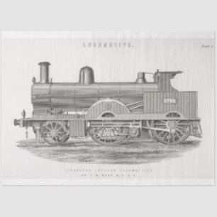 Papel De Seda Decoupage Ephemera da Locomotiva do Motor do Combo