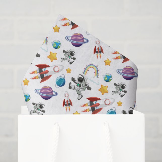Papel de seda decoupage espacial, astronauta (Sacola de presentes)