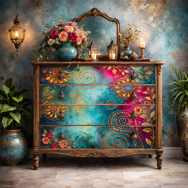 Papel De Seda Decoupage Espiral Dourada