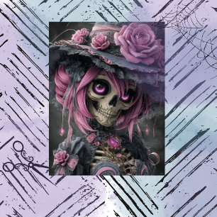 Papel De Seda Decoupage Esqueleto Gótico Vitoriano