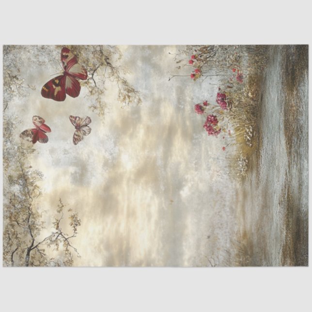 Papel De Seda Decoupage Esquerda do Livro Design Paisagem (Frente )