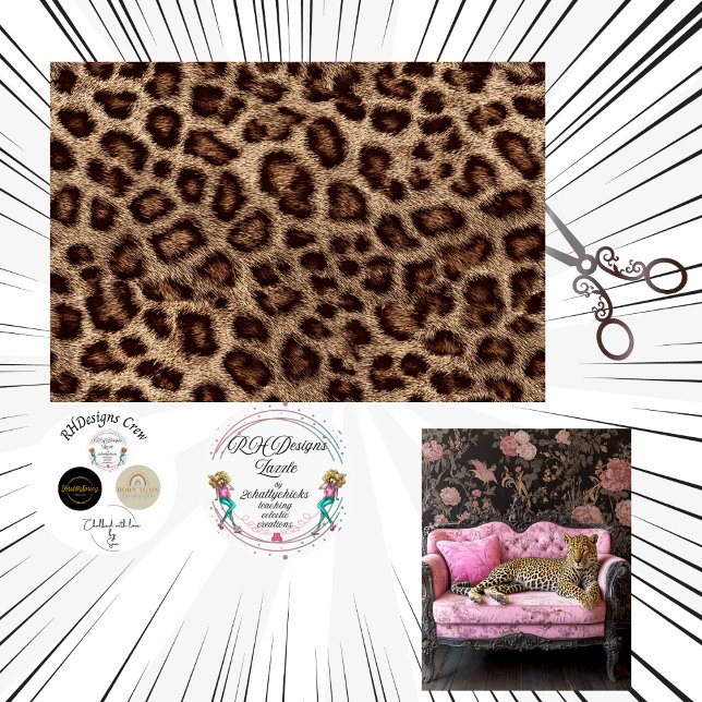 Papel De Seda Decoupage Estampa de Leopardo Textura Falsa  (Criador carregado)
