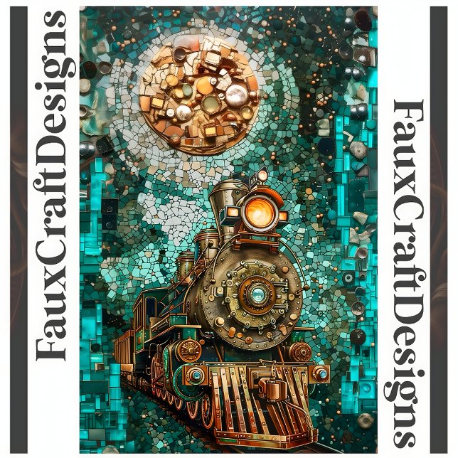 Papel De Seda Decoupage Fantasia Trem Steampunk Mosaico Falso 06 (Criador carregado)