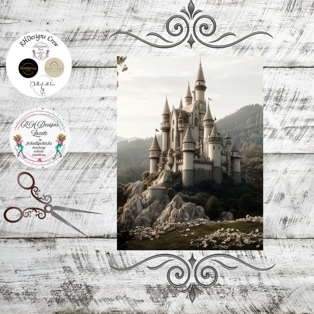Papel De Seda Decoupage Fantasy Castle Ireland Mountains  (Criador carregado)