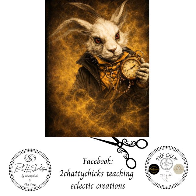 Papel De Seda Decoupage Fantasy White Rabbit Timekeeper Art (Criador carregado)