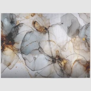 Papel De Seda Decoupage Faux Finalizar Efeito Marble Preto Doura