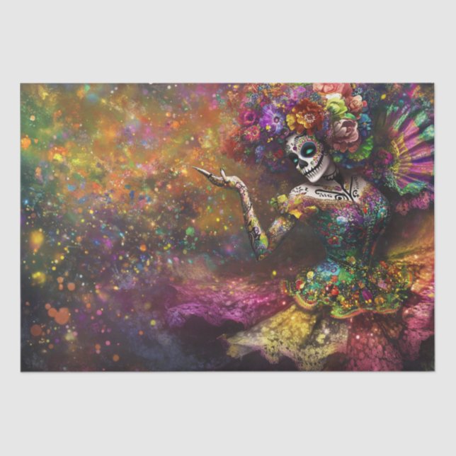 Papel De Seda Decoupage Festivo Dia de los Muertos Dancer (Frente )