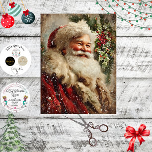 Papel De Seda Decoupage Festivo Papai Noel Árvore de Azevinho