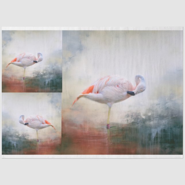 Papel De Seda Decoupage Flamingo X3 rosa (Frente )
