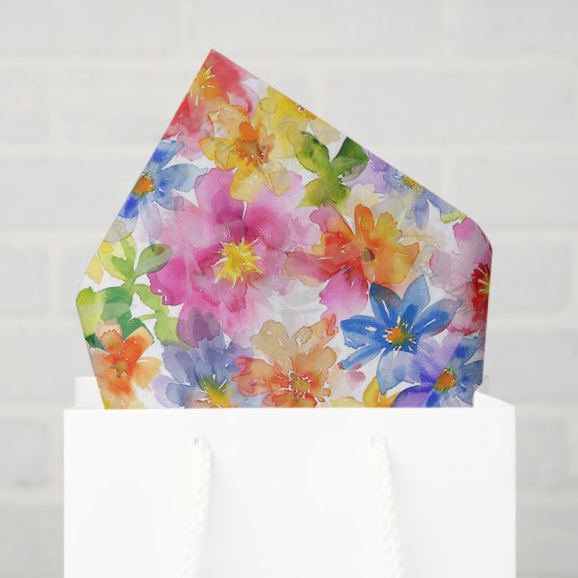 Papel De Seda Decoupage Floral Arco-íris (Sacola de presentes)