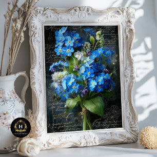 Papel De Seda Decoupage Floral Azul Esqueça-Me-Não