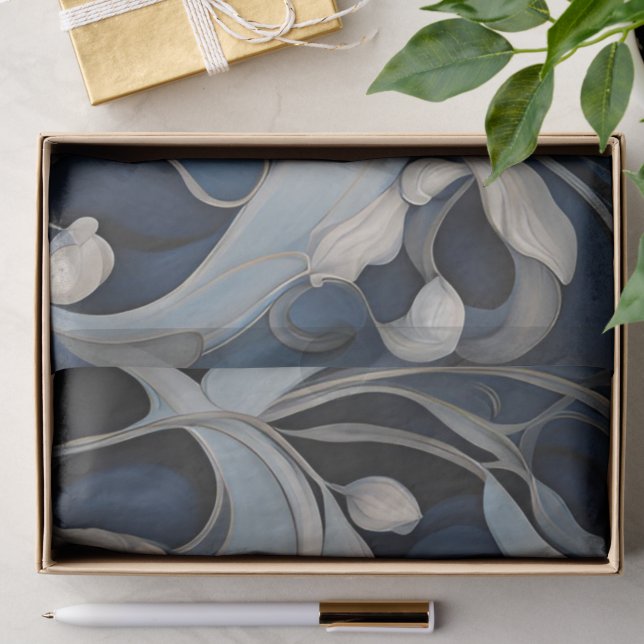 Papel De Seda Decoupage Floral Azul Moderno  (Criador carregado)