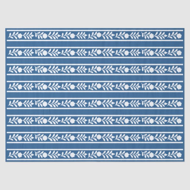 Papel De Seda Decoupage Floral com Relevo em Azul Claro (Frente )