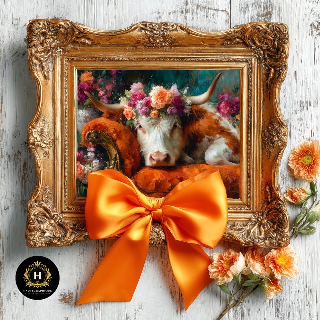 Papel De Seda Decoupage Floral de Cadeira de Laranja com Vaca (Criador carregado)