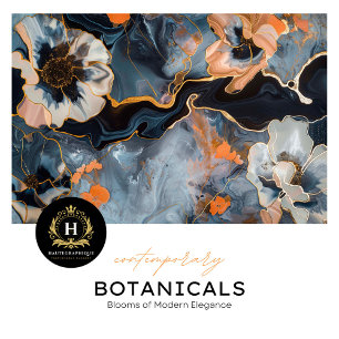 Papel De Seda Decoupage Floral de Luxo Preto e Dourado Marble