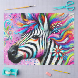 Papel De Seda Decoupage Floral de Margarida Zebra Whimsical