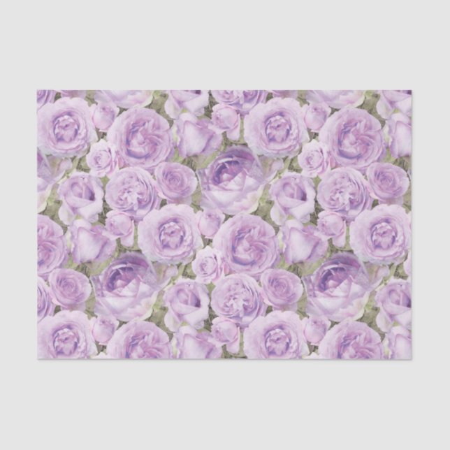 Papel De Seda Decoupage Floral de Rosa Roxo Elegante (Frente )