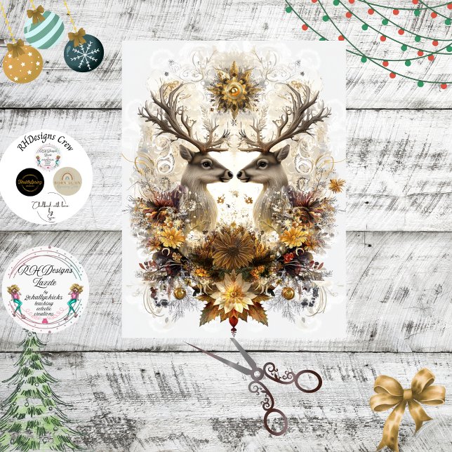 Papel De Seda Decoupage Floral Deer Antler Art (Criador carregado)