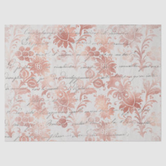 Papel De Seda Decoupage Floral Dourada do Rosa francês Vintage
