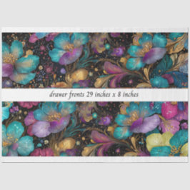 Papel De Seda Decoupage Floral Drawer Front 29x8 Purple Gold