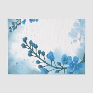 Papel De Seda Decoupage Floral Flor Azul de Cor da Água