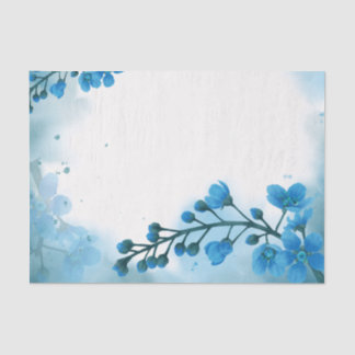 Papel De Seda Decoupage Floral Flor Azul de Cor da Água