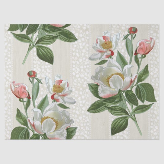 Papel De Seda Decoupage Floral Floral Lace Strike de Flores Rosa (Frente )